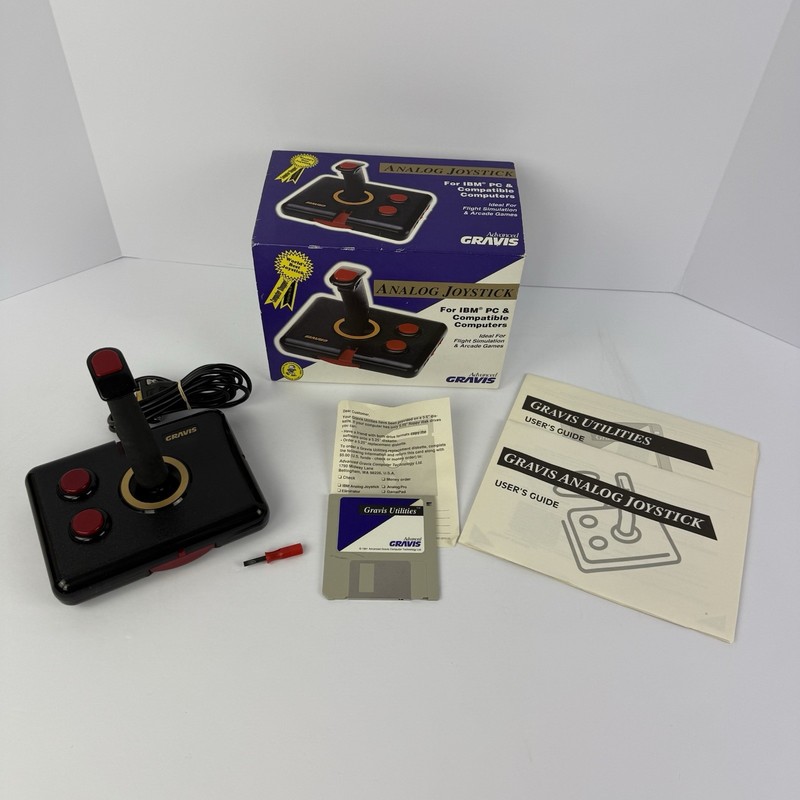 Vintage Advanced Gravis Black Joystick Controller Analog IBM PC Gaming W/ Box
