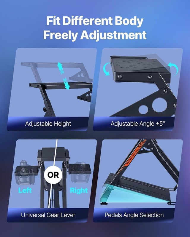 Adjustable & Foldable Racing Wheel Stand for Logitech & Thrustmaster - Compact gallery