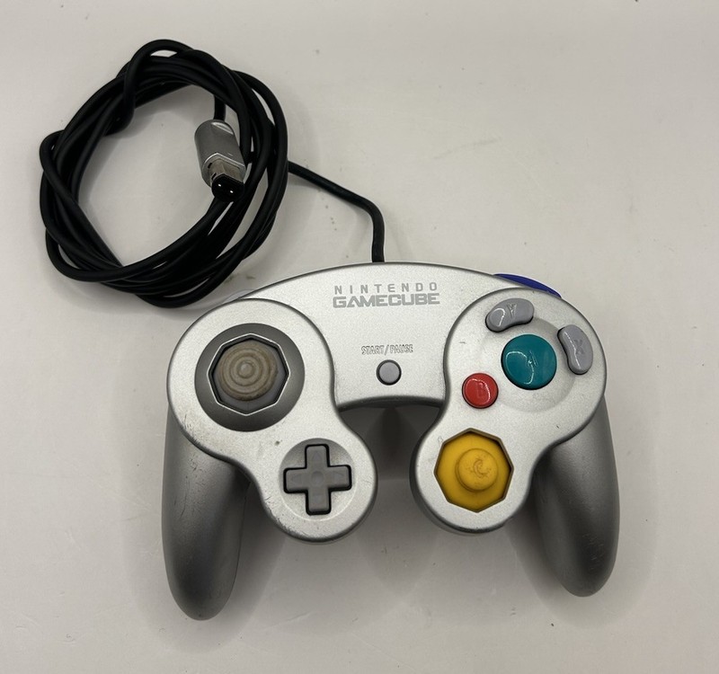 Nintendo GameCube Controller DOL-003 Platinum Silver Wired Official OEM WORKING