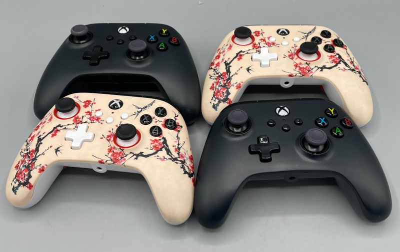 (4x) PowerA Wired Gaming Controller Xbox One X|S & PC (READ) Red Blossom Black