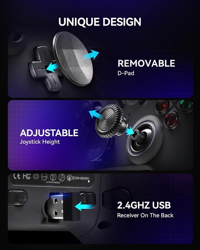 DOYOKY Wireless Bluetooth Game Controller Multi-platform Gamepad w/LED Black gallery