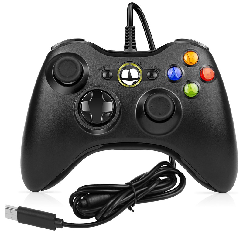 USB Wired For XBOX 360 Game Controller Wired Gamepad Console Windows PC Black US