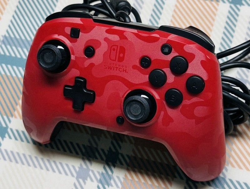 Nintendo Switch PDP Faceoff Deluxe Wired Controller – Camo Red Tested/Works