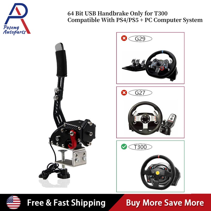 3 in 1 USB Handbrake for PS4 PS5 Only Support Logitech T300 + PC All Racing Game