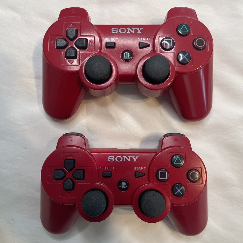 (2) Sony Playstation 3 PS3 DualShock 3 Controllers Red Genuine OEM CECHZC2U