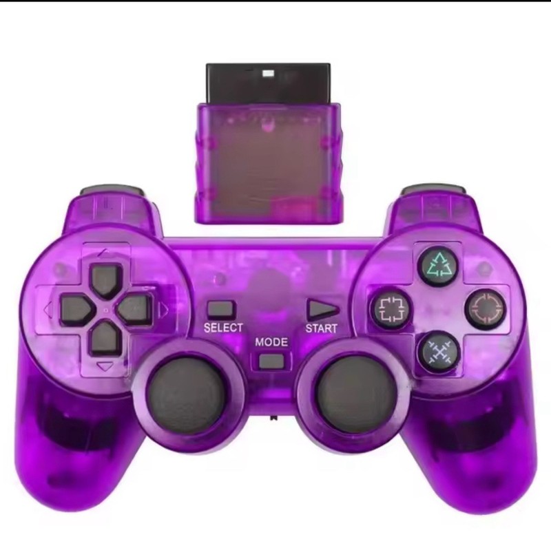 SET OF 2 PLAYSTATION 2 PS2 Dual Vibration WIRELESS Controller Black /Purple gallery