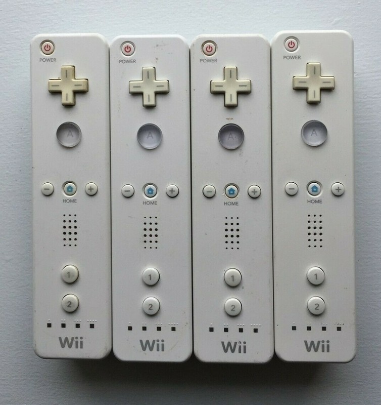 x4 Authentic Nintendo OEM Wii Remote White Controllers Tested Working RVL-003