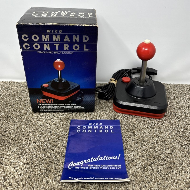 Wico Command Control Vintage Computer Famous Red Ball Joystick CIB Complete