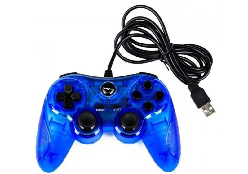 TTX Tech PC and PlayStation 3 PS3 USB Wired Controller Clear Blue