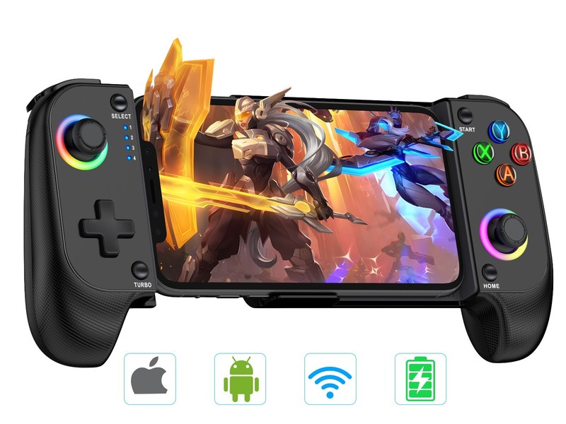 Wireless Hall Effect Telescopic Mobile Game Controller for iPhone/Android