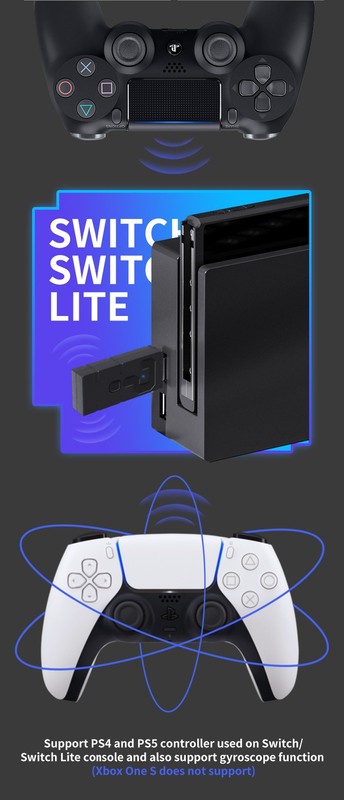 Honson Wireless USB Bluetooth Controller Adapter for Nintendo, PS5, PS4, Xbox gallery
