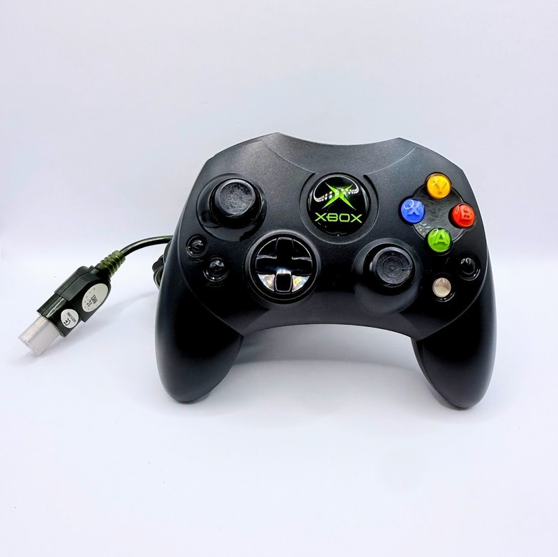 Original Xbox OEM S Type Black Controller with Breakaway Cable Tested B4