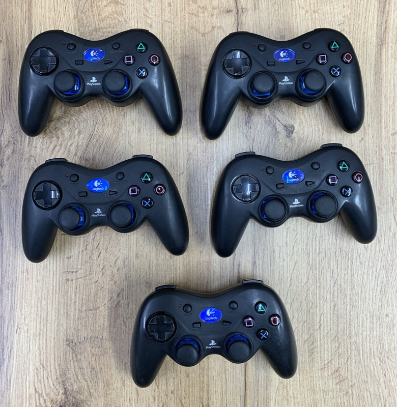 Lot of 5 Logitech PS2 PlayStation 2 Wireless Cordless Action Controllers tested