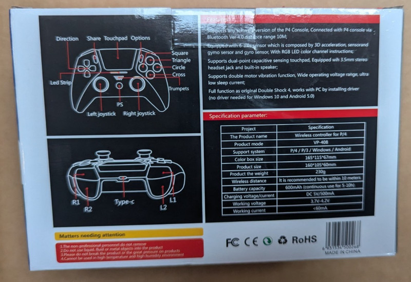 Wireless Controller P4 Compatible With PS4 Windows pc iOS Android Black / white gallery