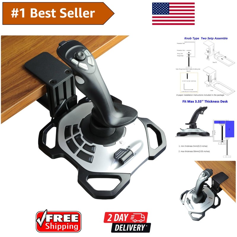 Clamp-on Joystick Mount with Silicone Base – Compatible with Logitech Joystick