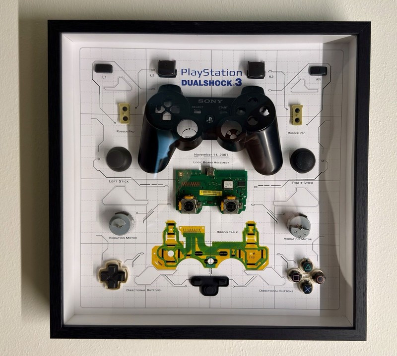 PlayStation 3 PS3 Disassembled Controller Shadow Box Artwork