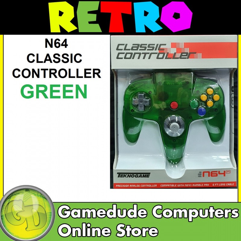 TEKNOGAME N64 CLEAR GREEN Classic Controller MODEL : N4904 (722267833657) -[F65]