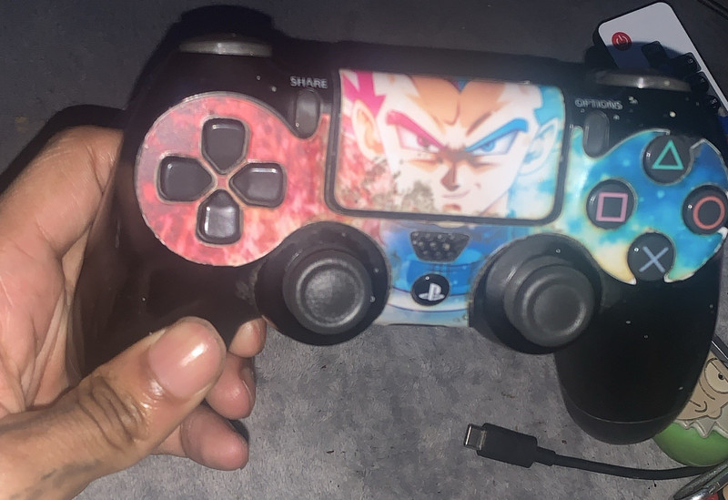 Sony DualShock 4 Wireless PS4 Controller Black w/ Anime Skin Touchpad Speaker