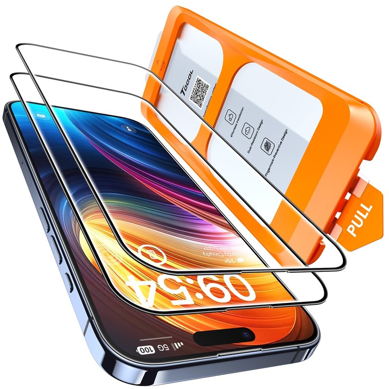 for iPhone 15 Screen Protector, [9H Hardness] [Military Shatterproof] HD Temp…