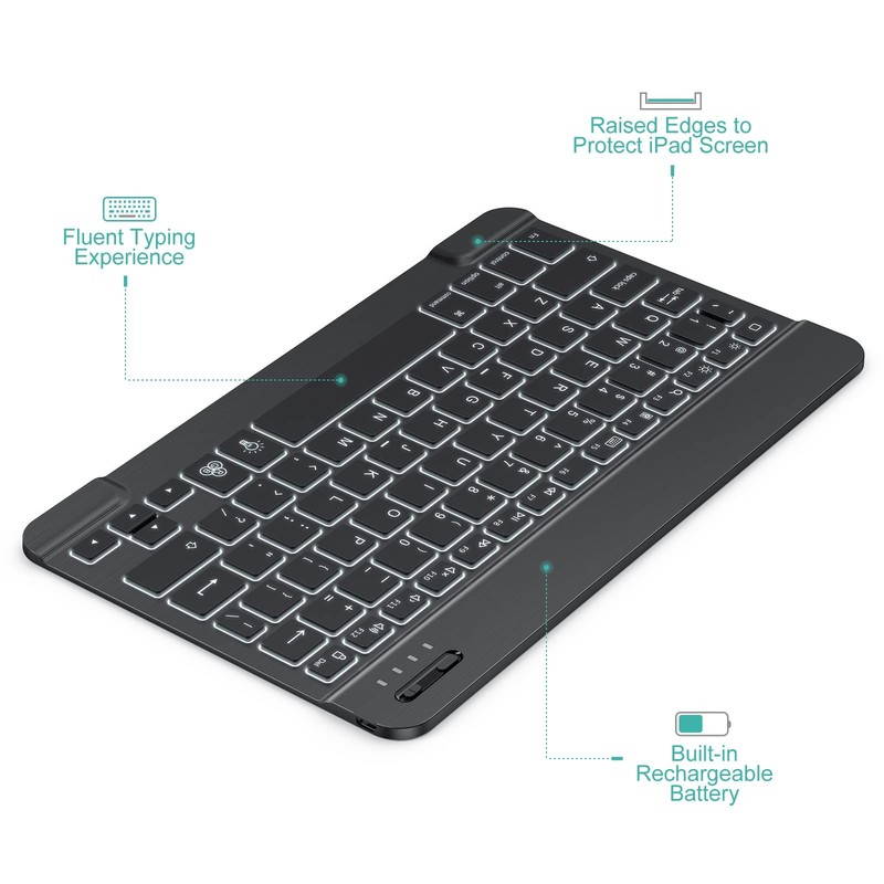 TECURS Bluetooth Keyboard and Mouse Combo for iPad - Rechargeable Black gallery