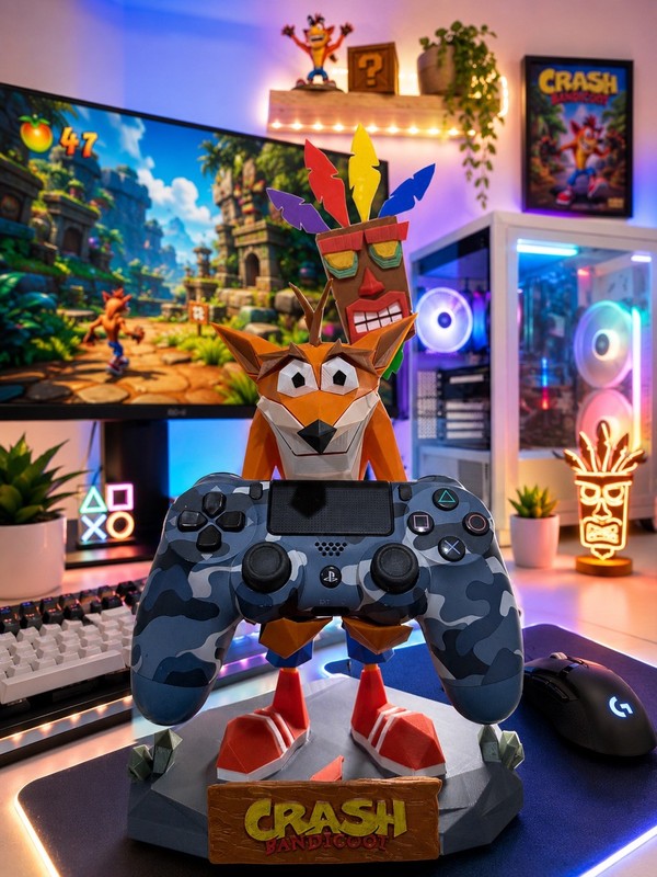Crash Bandicoot PS1 3D printed Controller Holder & Phone Stand 9 inches high gallery