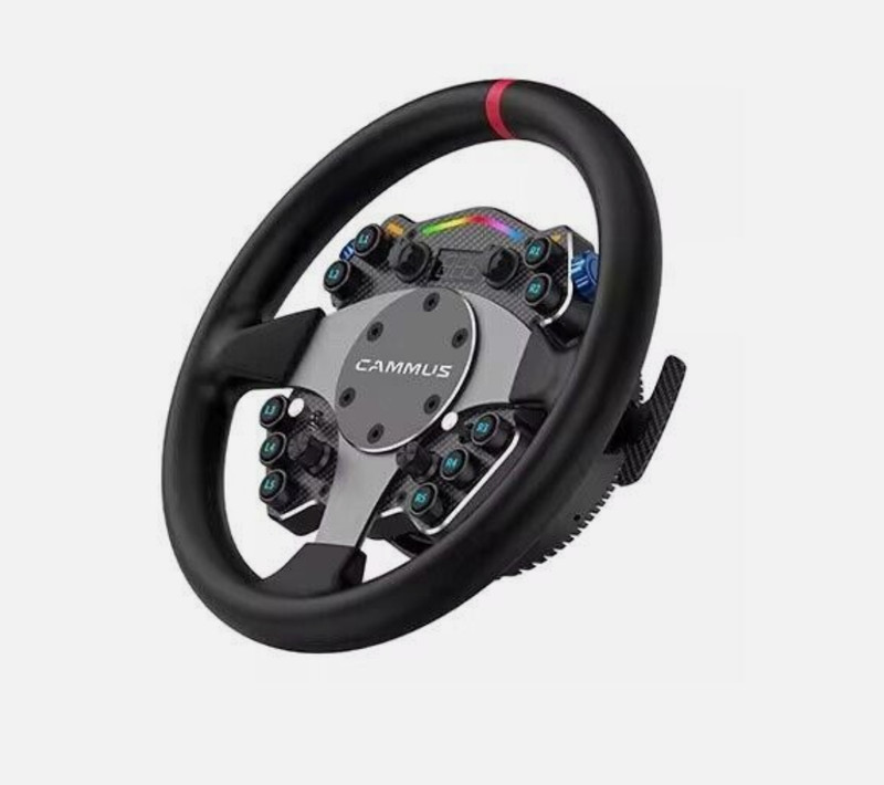 CAMMUS C12 300mm/11.8″ Steering Wheel Gaming Wheel Simulator with LC100 3 Pedal