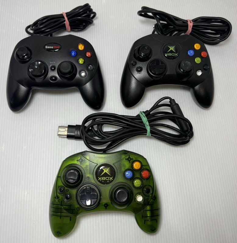 Original Xbox Wired Controller S Lot 2 & GameStop BB-136 Black & Green Tested