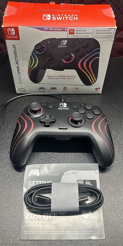 Nintendo Switch Controller – Black – PDP Gaming Afterglow Wave Wireless