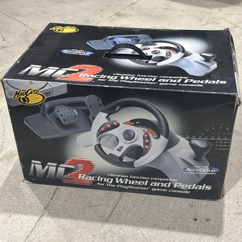 XBox Mad Catz MC2 Accudrive Racing Steering Wheel & Pedals W/ Box & Manual (UV) gallery