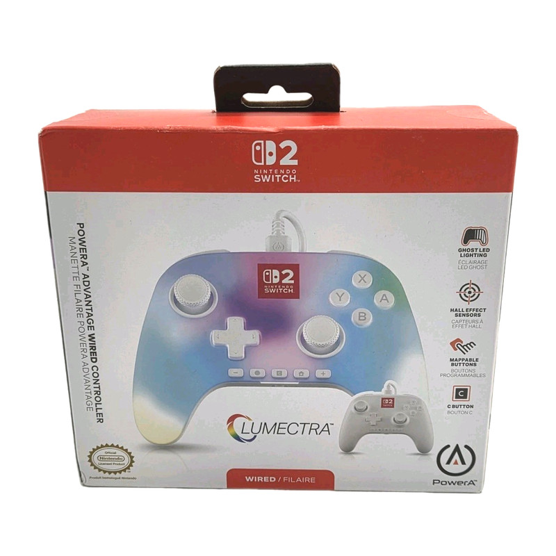 Nintendo Switch 2 Lumectra Wired Controller Ghost RGB Lighting PowerA – NEW
