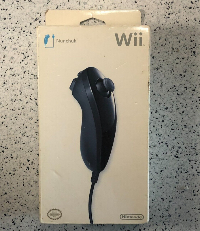 Nintendo Wii Genuine OEM BLACK Nunchuk Controller Brand New Factory Sealed