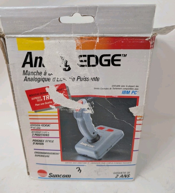 Vintage Suncom Analog Edge Joystick for IBM PC & Apple II w/ Box & Manual