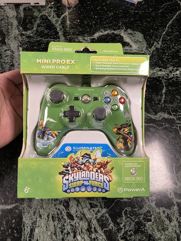 Power A Skylanders SwapForce Mini Pro Ex Green Wired Controller Xbox 360 (RARE)