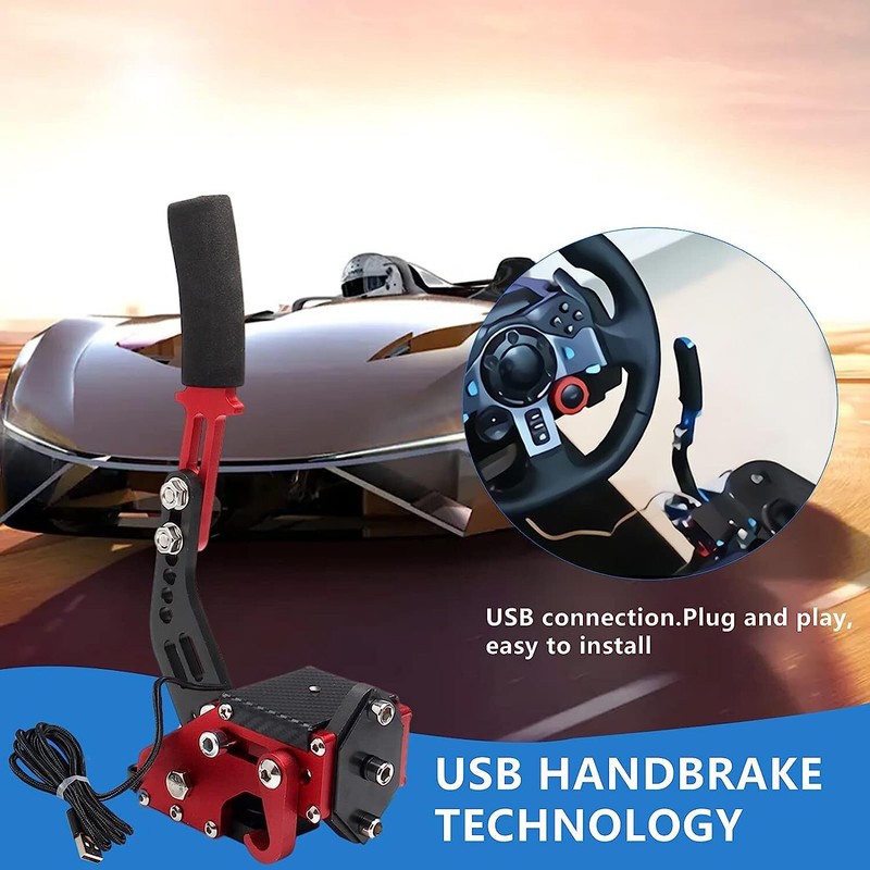 Red USB Handbrake PC Windows for Sim Racing Games G25/G27/G29/T500 gallery