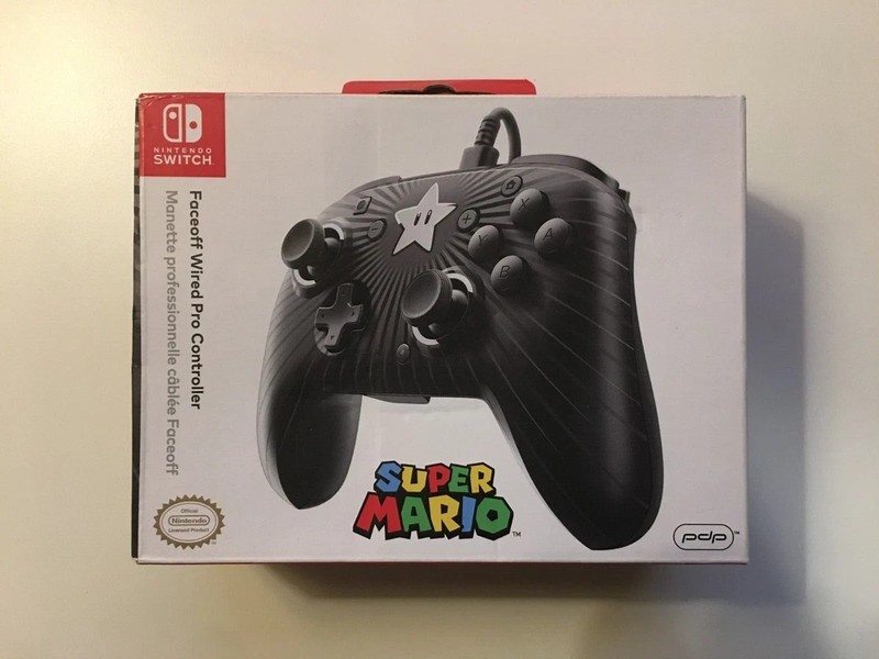 PDP Faceoff Wired Pro Controller – Mario Star Edition – New – Nintendo Switch