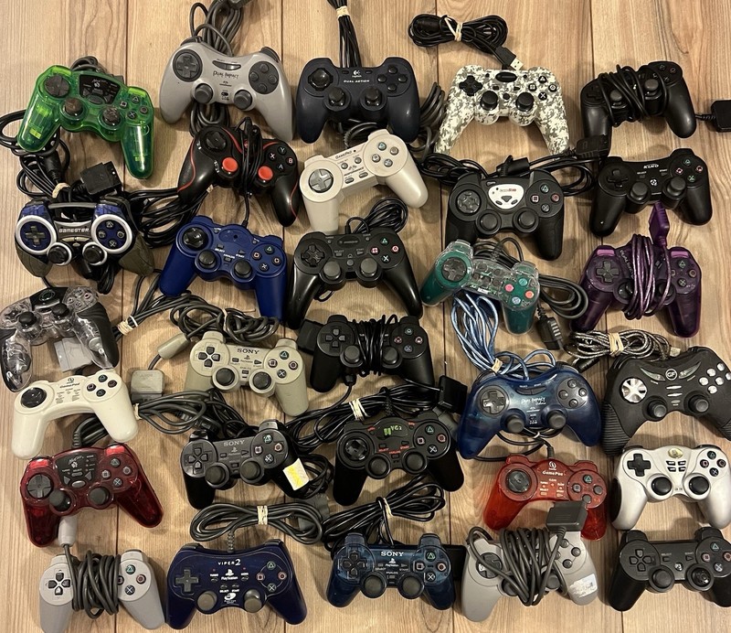 Lot Of 31 Sony PlayStation PS1 PS2 PS3 Controllers OEM 3rd Party Parts Or Fix