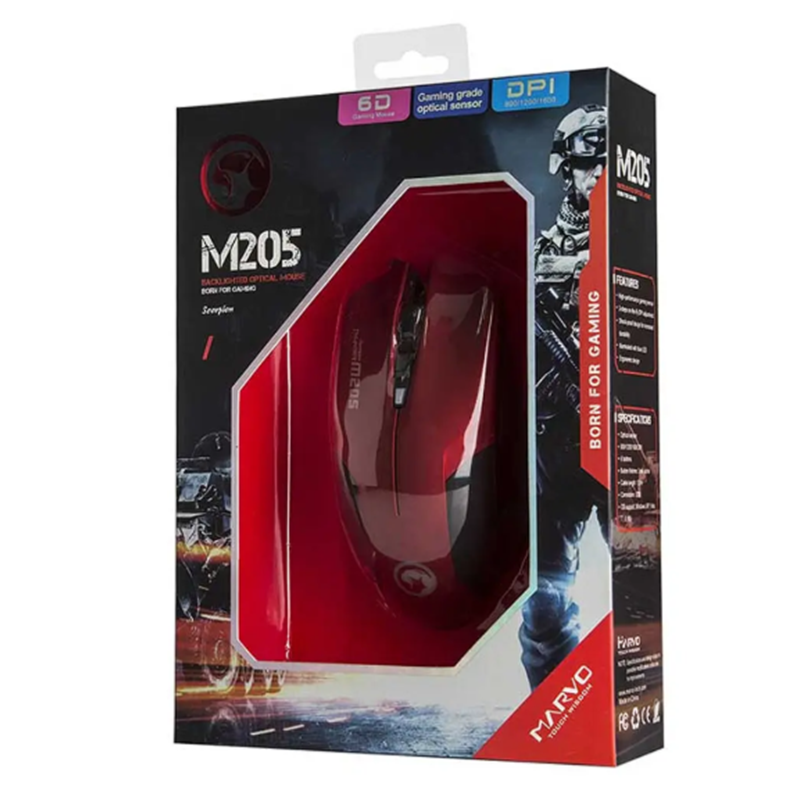 Mouse Gamer Scorpion M205 Rojo 2400dpi - Imagen 3