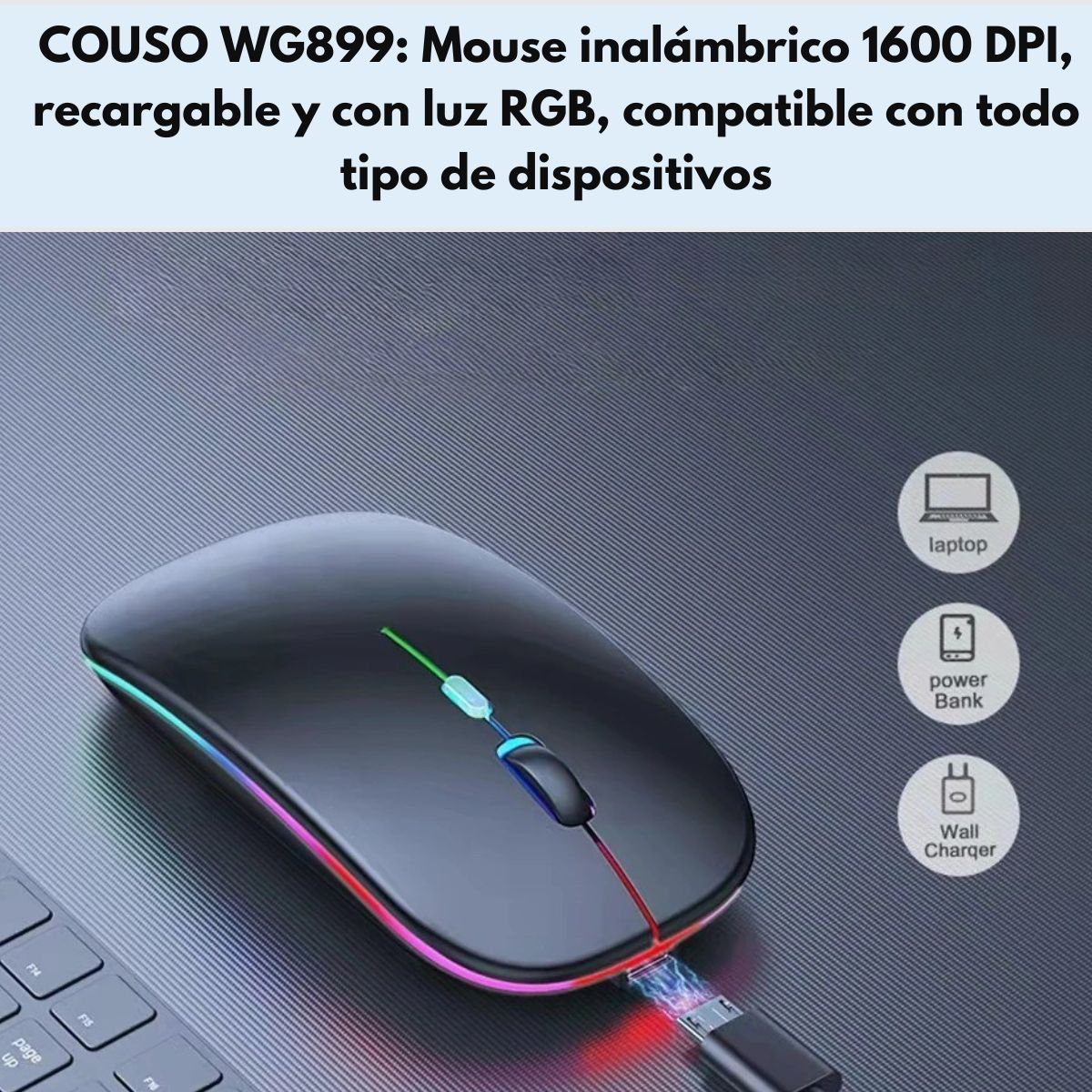 Mouse Inalámbrico COUSO WG899 RGB Recargable - Imagen 7